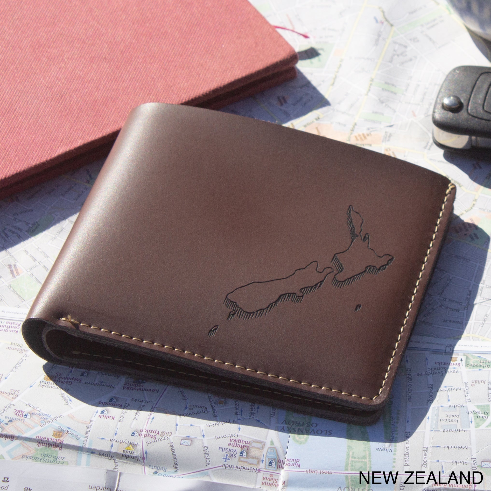 Travel leather wallet personalised